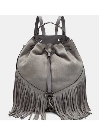grey fringed bag