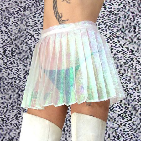 Iridescent Pleated Mini Skirt