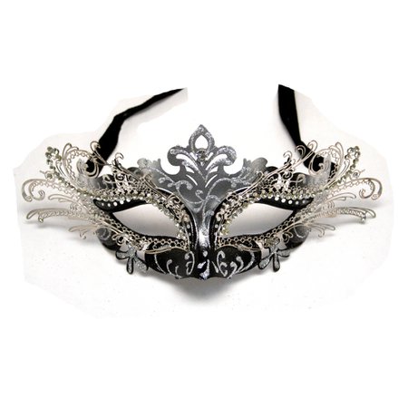 black and silver masquerade mask