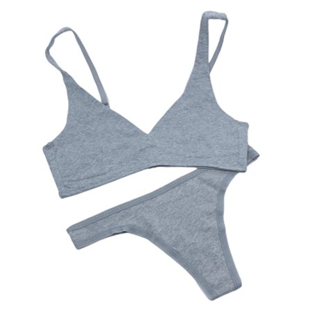 Women's organic cotton matching bralette and thong set - light grey (h – Y.O.U underwear