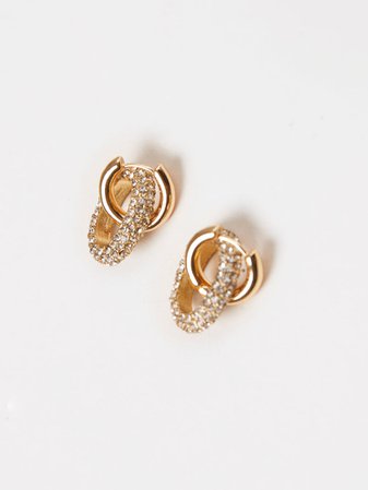 Linked Diamante Huggie Hoop Earrings Gold/Diamente | French Connection UK