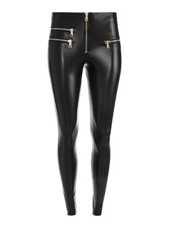 Maddox Vegan Leather Front Zip Legging In Black | Alice And Olivia