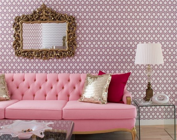 Romantic Living Room with Pink Sofa | Pictures, Photos, Images