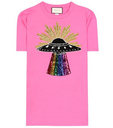 Sequinned cotton T-shirt