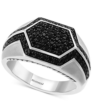 EFFY® Sterling Silver Black Sapphire Geometric Ring