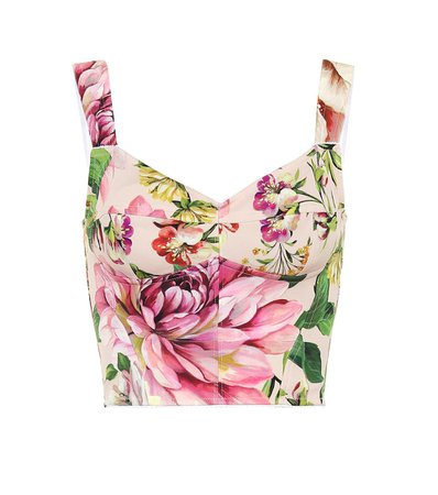 DOLCE & GABBANA Floral silk-blend bustier top