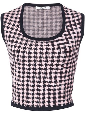 Shop pink Derek Lam 10 Crosby gingham jacquard vest with Express Delivery - Farfetch