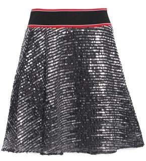 Flared Embellished Tulle Mini Skirt