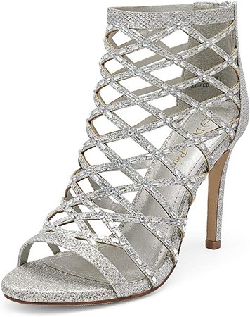 Amazon.com | DREAM PAIRS Women's Silver Rhinestone Ankle Strap Open Toe Stiletto Heel Sandals Cutout Dress Pump Shoes Size 9 B(M) US Paven | Heeled Sandals