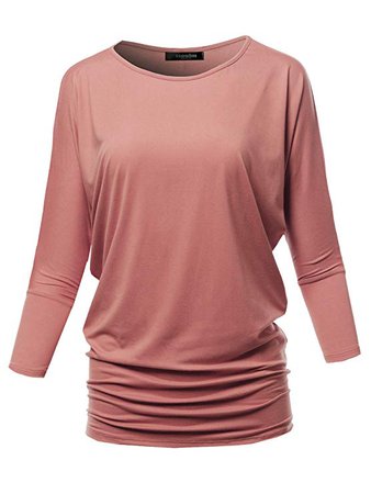 SSOULM Women's Loose Fit 3/4 Sleeve Drape Dolman Top with Plus Size at Amazon Women’s Clothing store