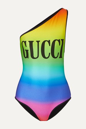 Pink One-shoulder printed stretch bodysuit | Gucci | NET-A-PORTER