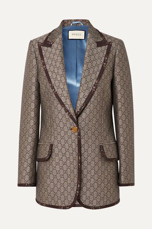 Brown Cotton and wool-blend jacquard blazer | Gucci | NET-A-PORTER