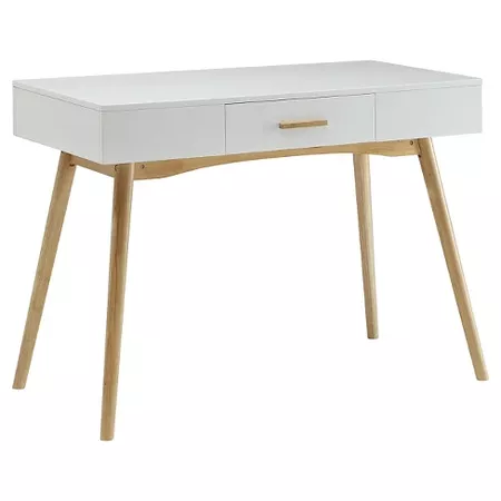Oslo One Drawer Desk White/Brown - Convenience Concepts : Target