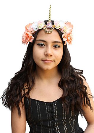 Unicorn Horn Flower Crown Headband Festival Boho Coachella Bridesmaid Headdress: Amazon.co.uk: Clothing
