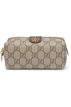 Gucci | Ophidia small textured leather-trimmed printed coated-canvas cosmetics case | NET-A-PORTER.COM