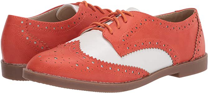 Amazon.com | Ollio Women's Flat Shoe Wingtip Lace Up Two Tone Oxford M2913(8.5 B(M) US, Orange) | Oxfords