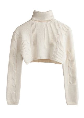 white cropped sweater