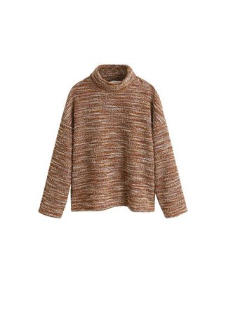 MANGO High collar tweed sweater