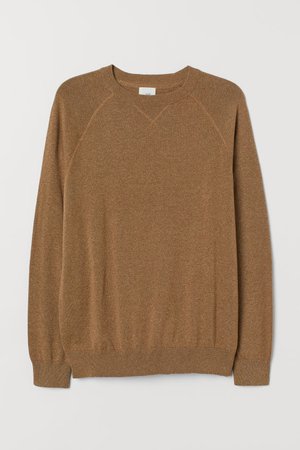 Cotton Raglan-sleeved Sweater - Dark beige melange - Men | H&M US