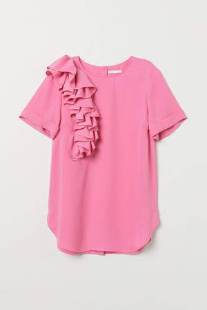 Blouse with Flounce - Pink