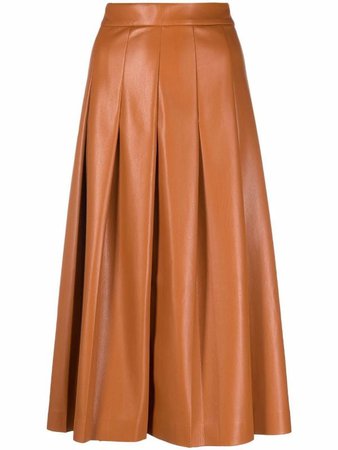 MSGM Pleated faux-leather Midi Skirt - Farfetch