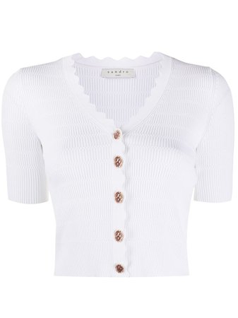 Shop white Sandro Paris cropped cardigan with Express Delivery - Farfetch
