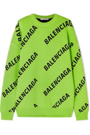 Balenciaga | Oversized intarsia cotton-blend sweater | NET-A-PORTER.COM
