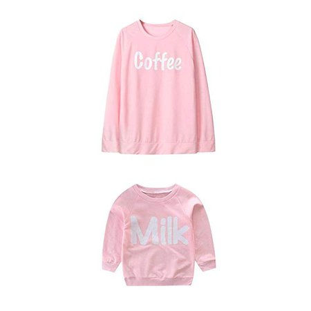 Amazon.com: Jinjiu Family Matching Clothes Set, Mom＆Me Women Girls Letter Milk/Coffee Print Long Sleeve Sweatershirt Tops Family Outfits: Clothing