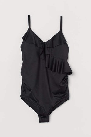 MAMA Flounce-trimmed Swimsuit - Black