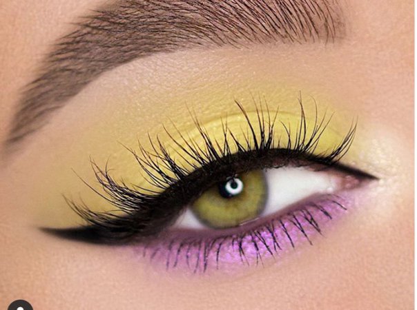 Yellow Eye / Pink Liner Eye Makeup