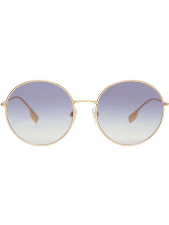 Burberry Icon-stripe round-frame Sunglasses - Farfetch