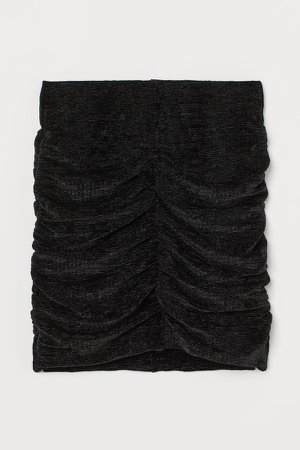 Draped Velour Skirt - Black