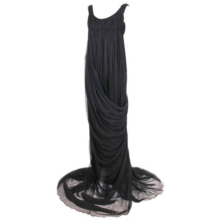 Alexander McQueen "The Girl Who Lived in a Tree" Black Chiffon Grecian Gown 2008 For Sale at 1stdibs