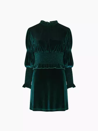 Sula Velvet Jersey Mini Dress Dark Green | French Connection US