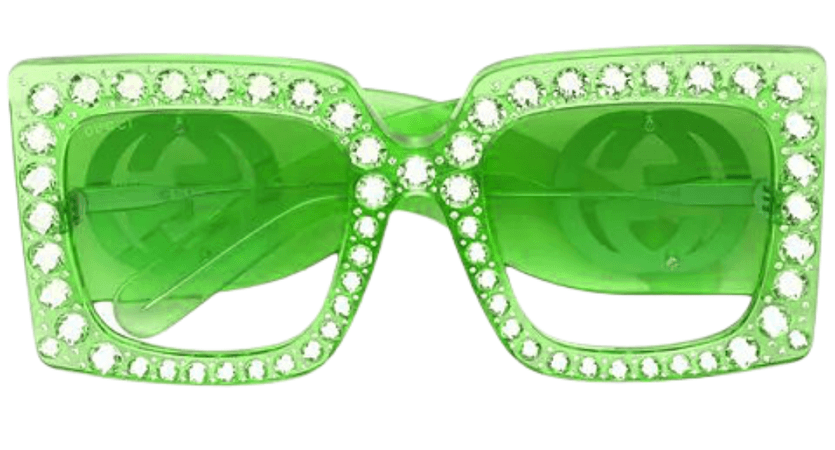 Green Rhinestone Sunglasses