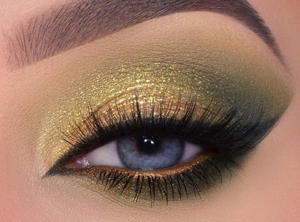 Green / Yellow Shimmer Eye Makeup
