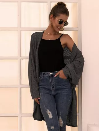 Solid Open Front Oversized Cardigan | SHEIN USA