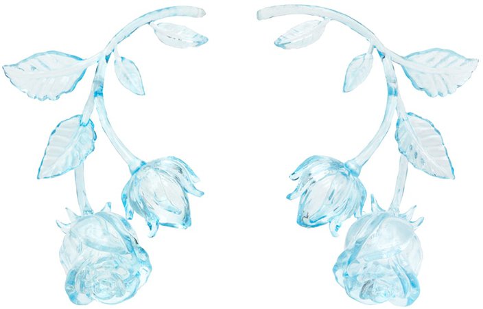 Yuhan Wang: Blue Flax 3D-Printed Flower Earrings | SSENSE Canada