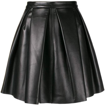 pleated full leather skirt