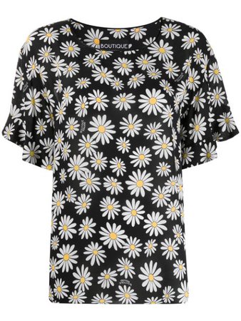 Shop black & white Boutique Moschino loose-fit daisy-print blouse with Express Delivery - Farfetch