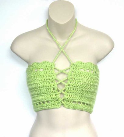 Light Green Lace up Bandeau