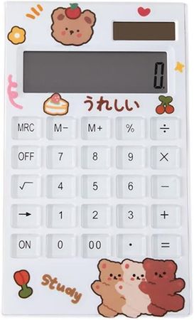 Kawaii Portable Calculator Cute Bear Sticker Mini Small Desktop Computer Simple Solar Calculator for Students Back to School Accessories: Amazon.de: Stationery & Office Supplies