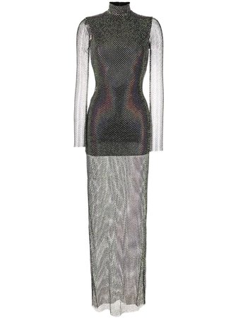 Shop black & silver David Koma all-over crystal gown with Express Delivery - Farfetch