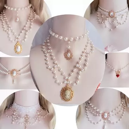 Wholesale Best Quality Necklaces Type Gorgeous Vintage Rococo Style Wedding Lolita Princess Multilayer Pearl Lace Gem Necklace Collarbone Chain Necklet Chokers And Chokers | DHgate.Com