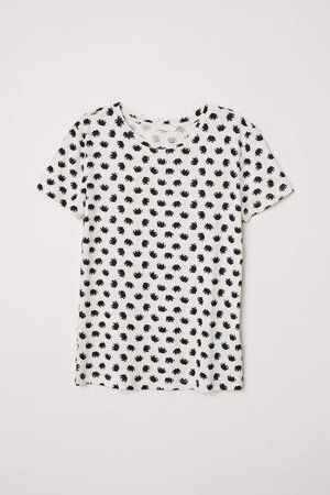 Patterned Jersey Top - White