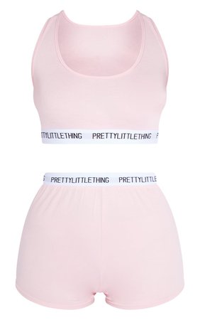 Plt Baby Pink Taping Bralet Shorts Pj Set | PrettyLittleThing USA