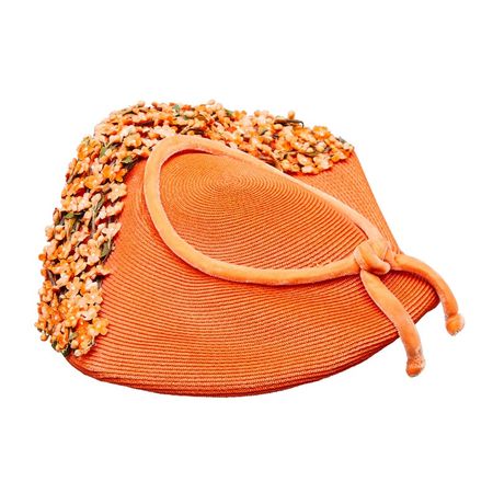 1950s orange straw hat