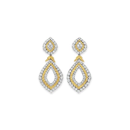 PAIR OF DIAMOND AND GOLD EARRINGS PENDANTS