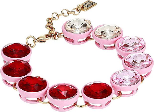 Amazon.com: Steve Madden Women's Casted Stone Link Bracelet Pink/Red One Size: Clothing