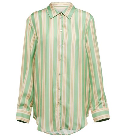 Asceno - London striped silk pajama shirt | Mytheresa